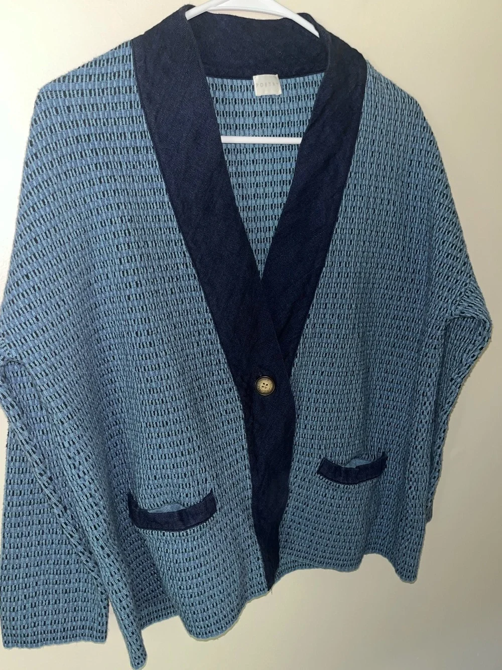 Poetry Women’s Blue Long Sleeve Knit Cardigan V Neck Sweater Size 12 Cotton EUC - Picture 2 of 7